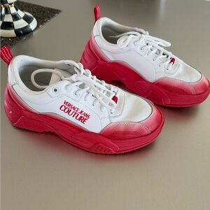 Versace Jeans Couture White & Pink Chunky Sneakers